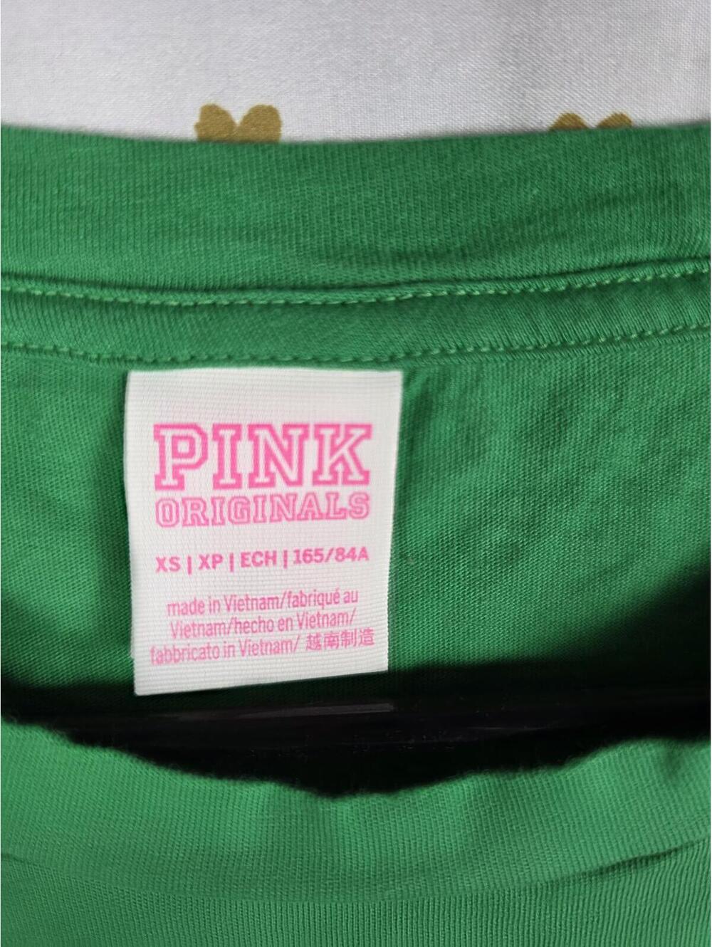 Victorias Secret PINK GLITTER HEART Campus Originals Green XS Oversized - Picture 3 of 3